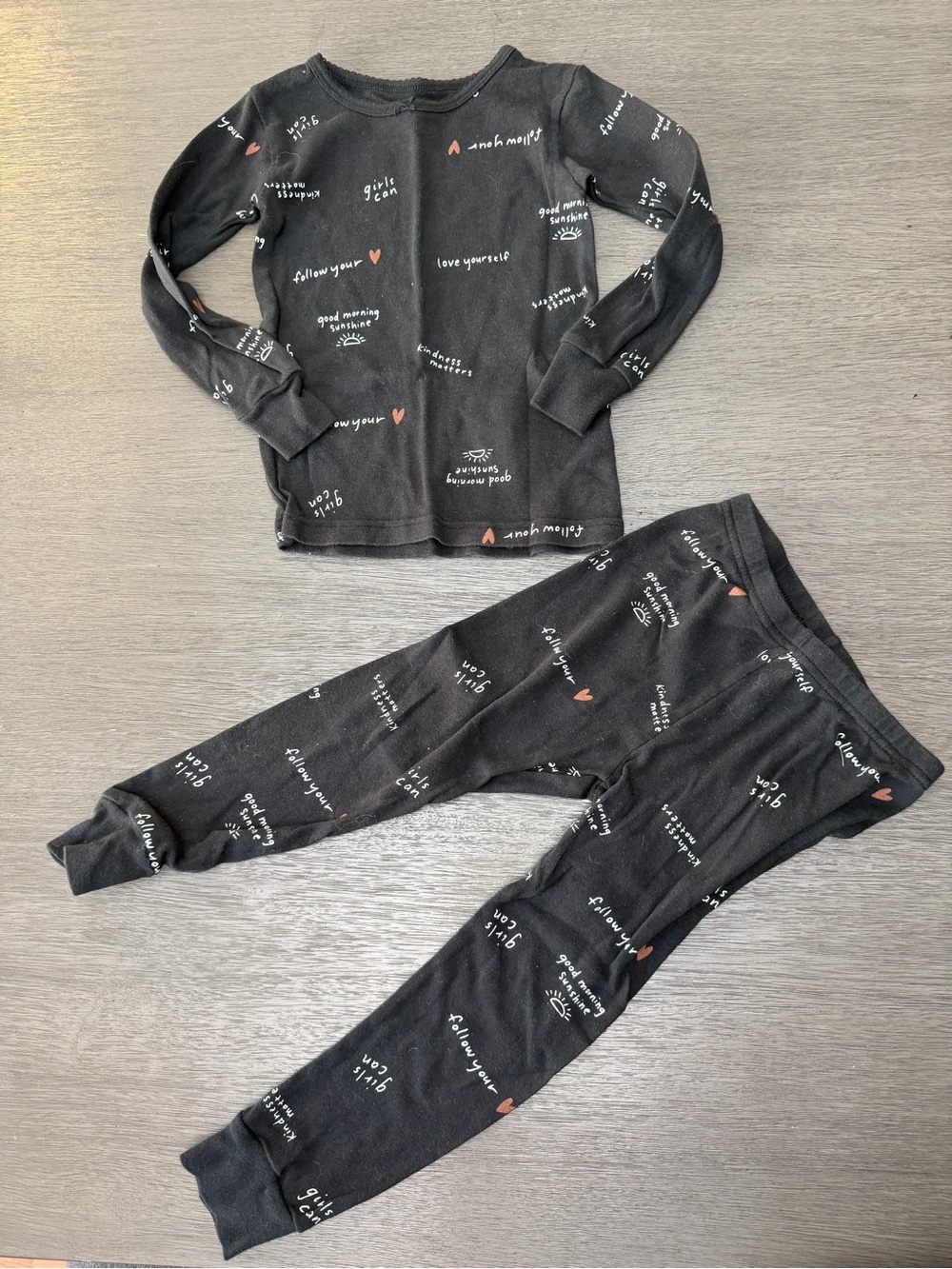 Girls Black Cozy Pajama Set